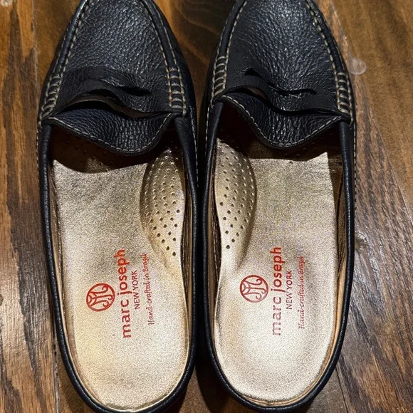 Marc Joseph New York Hand Crafted in Brazil Black Leather Slip On Loafers size 7 - Picture 2 of 8